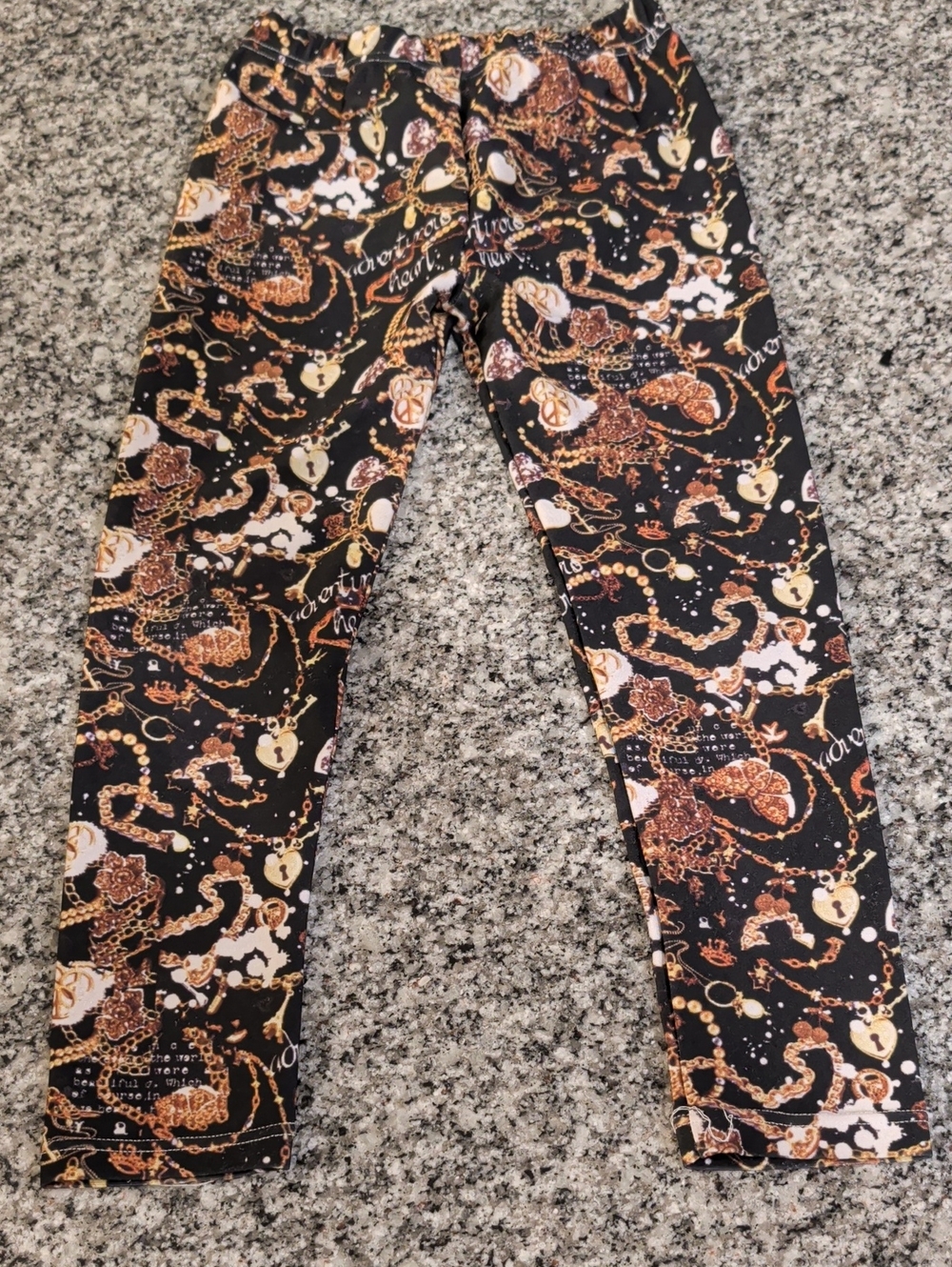 Trac Black Jeggings with Gold & Cream Chain Motif